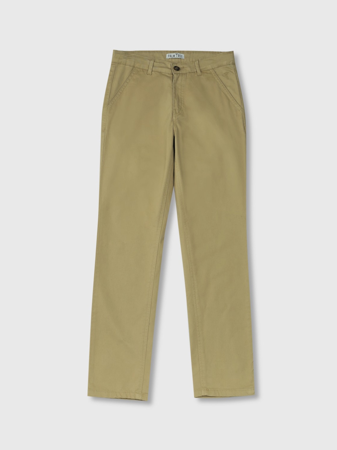 

Palm Tree Boys Mid-Rise Cotton Trousers, Khaki