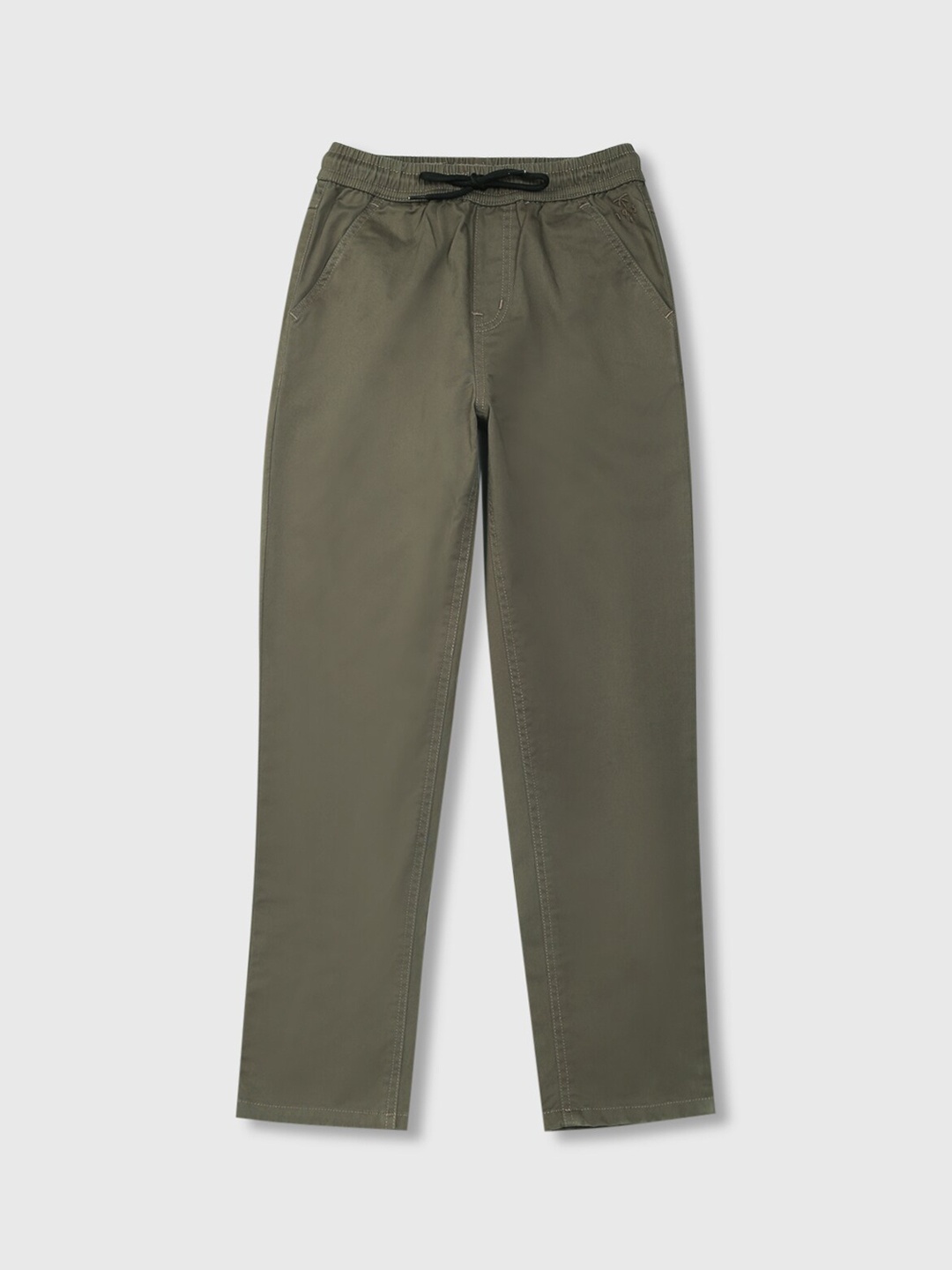 

Palm Tree Boys Mid-Rise Cotton Trousers, Olive