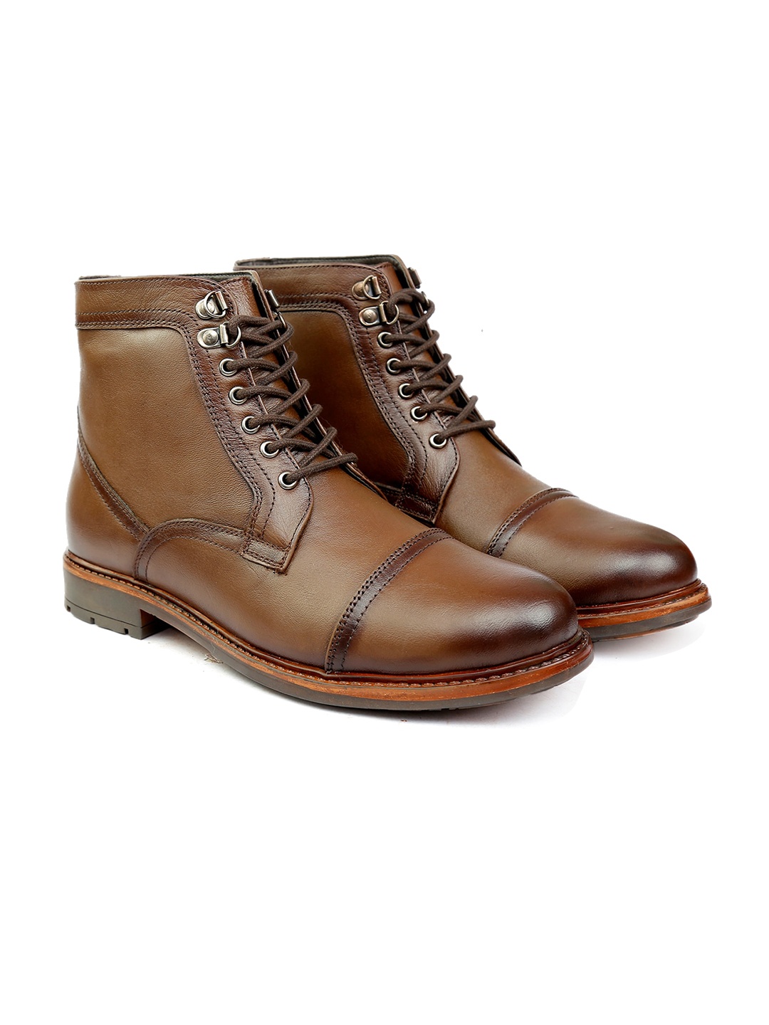 

SHENCES Men Mid-Top Leather Regular Boots, Brown