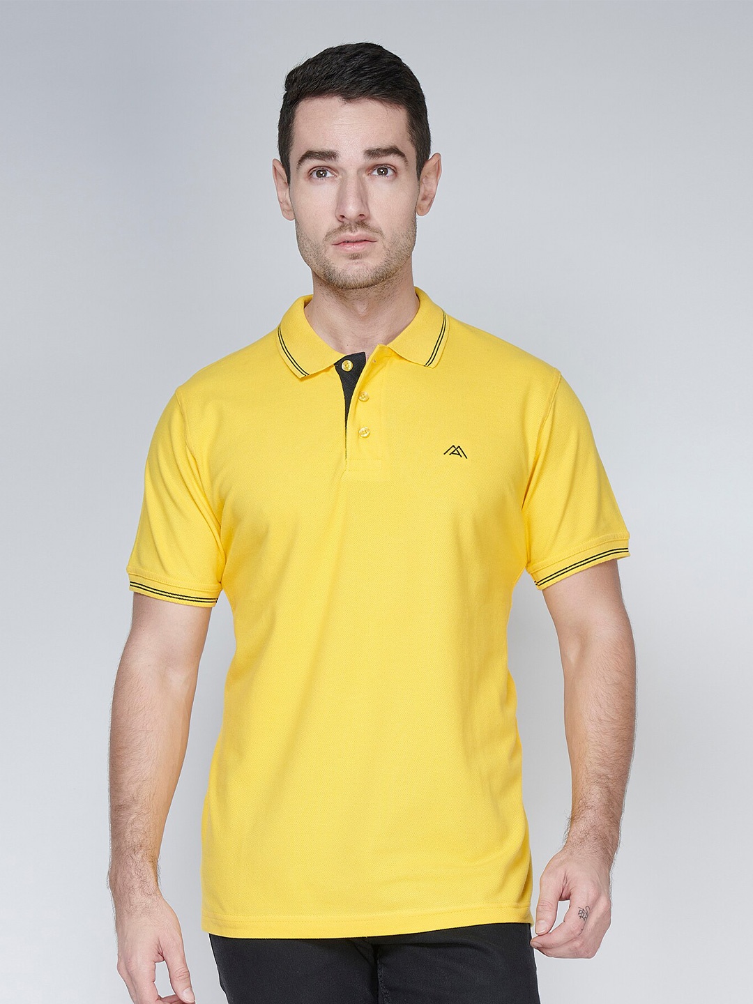 

MARK & ALBERT Men Polo Collar Pure Cotton T-shirt, Yellow