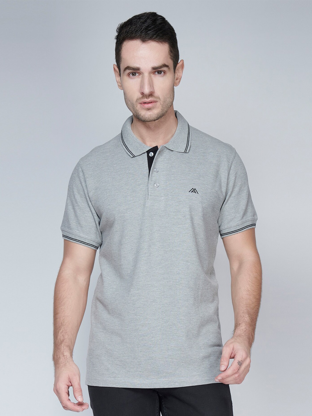 

MARK & ALBERT Men Polo Collar Pure Cotton T-shirt, Grey