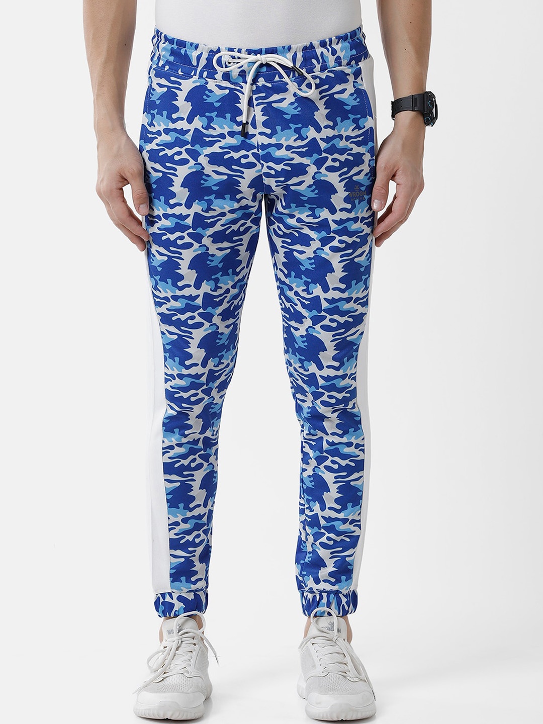 

WROGN Men Printed Cotton Jogger, Blue