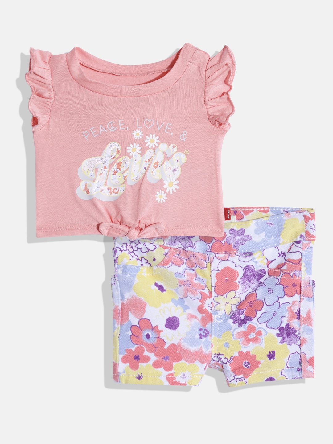 

Levis Girls Printed Top With Shorts, Pink