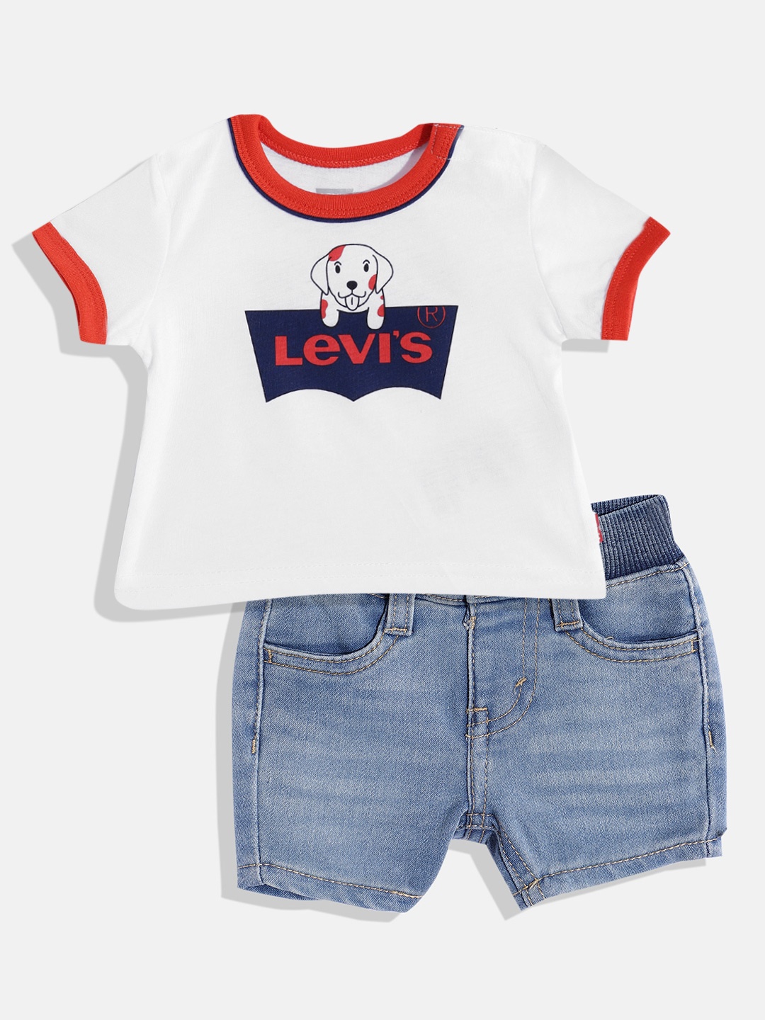 

Levis Printed T-shirt with Shorts, White