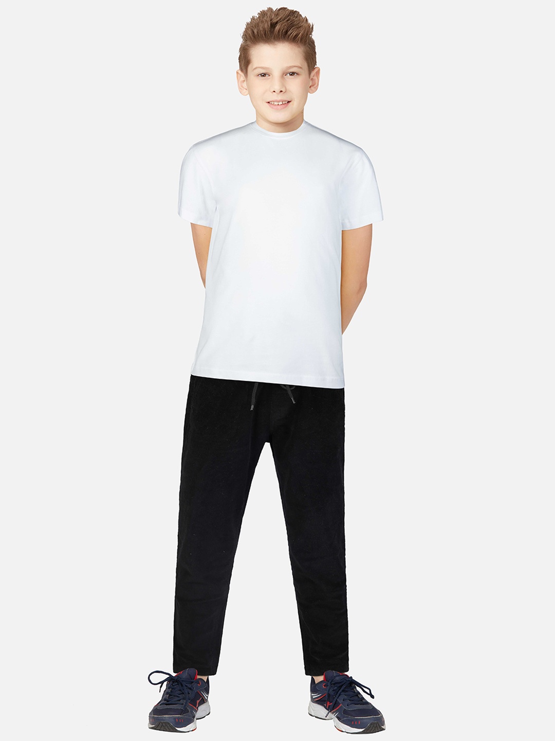 

Gini and Jony Boys Mid Rise Cotton Trousers, Black