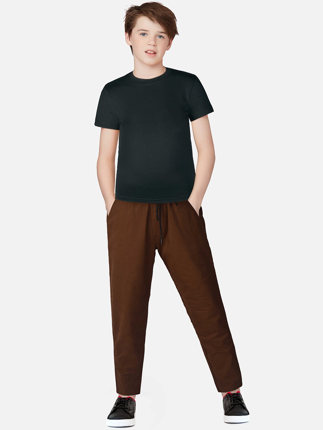

Gini and Jony Boys Cotton Joggers Trousers, Brown