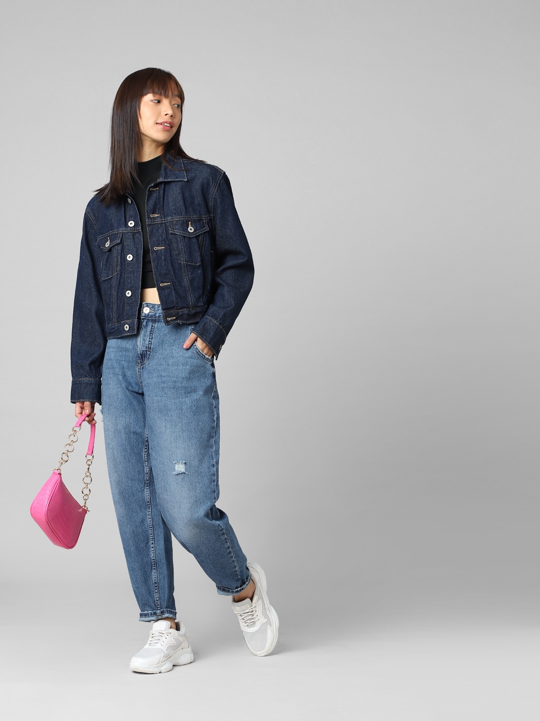 

ONLY Women High-Rise Low Distressed Light Fade Stretchable Cotton Jeans, Blue