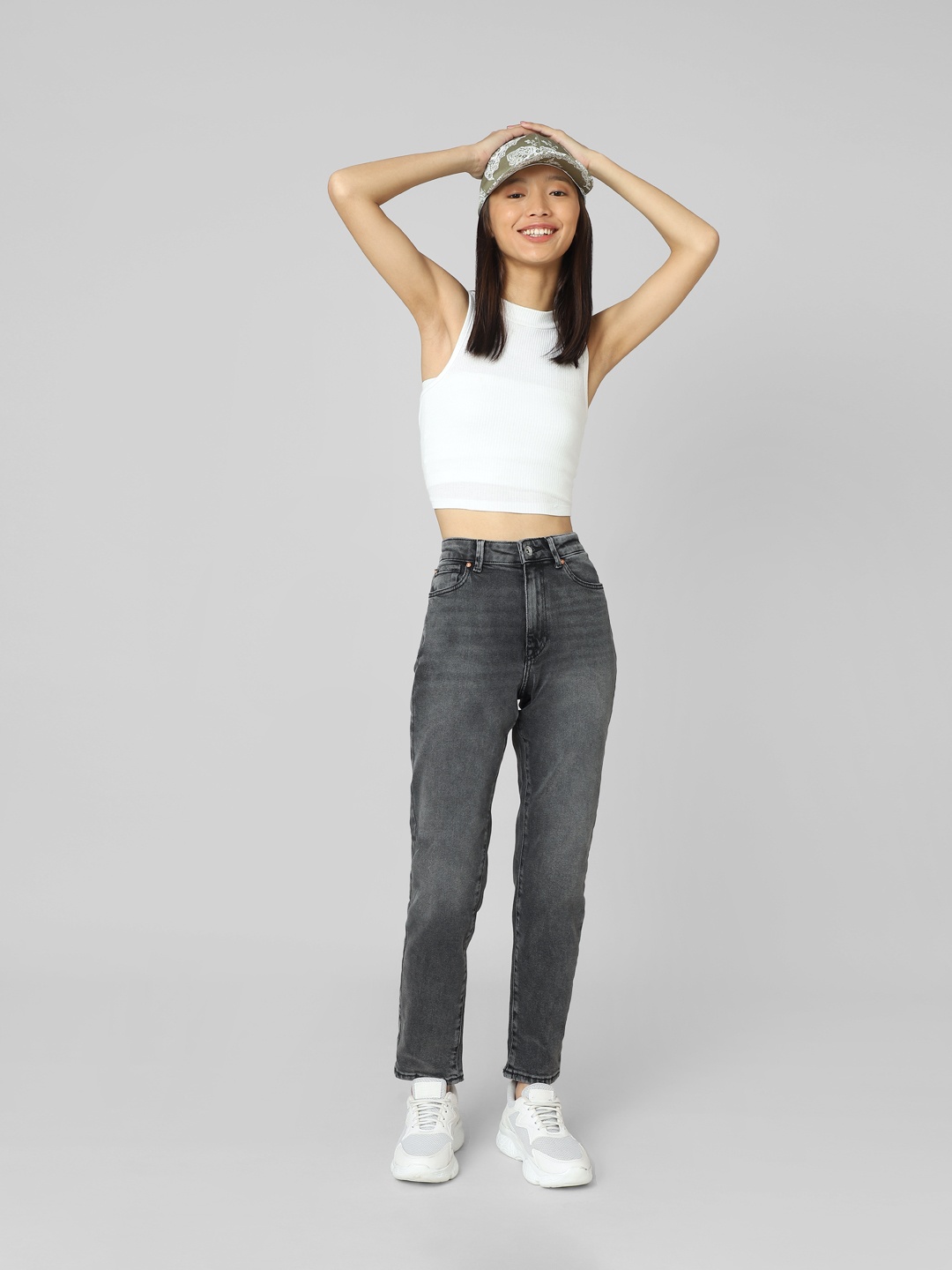 

ONLY Women Slim Fit High-Rise Clean look Stretchable Cotton Jeans, Grey