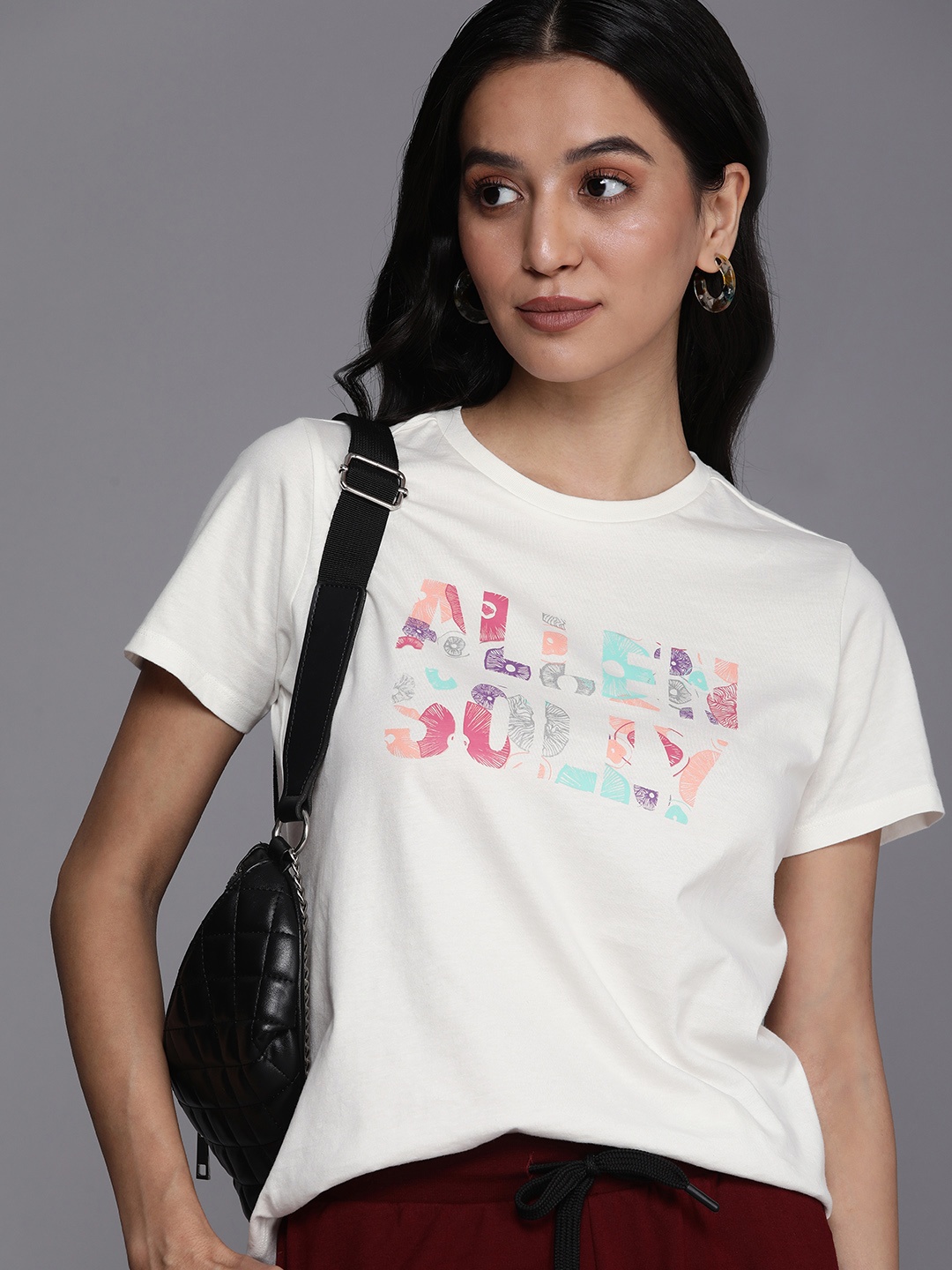 

Allen Solly Woman Graphic Printed Pure Cotton T-shirt, White