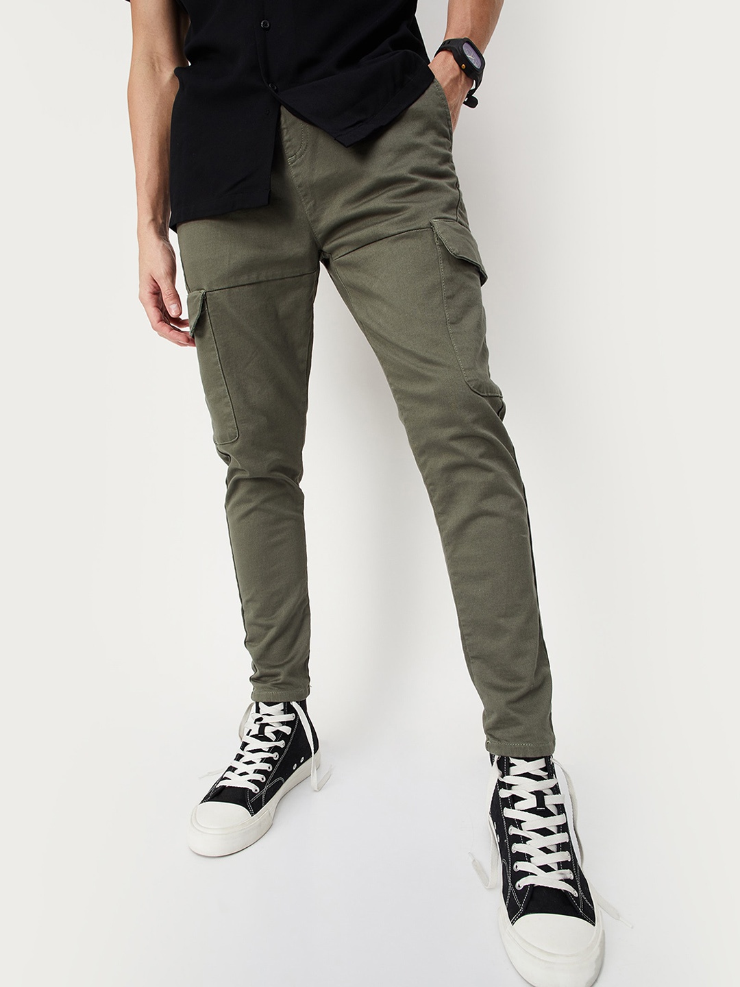 

max Men Cotton Joggers Trousers, Green