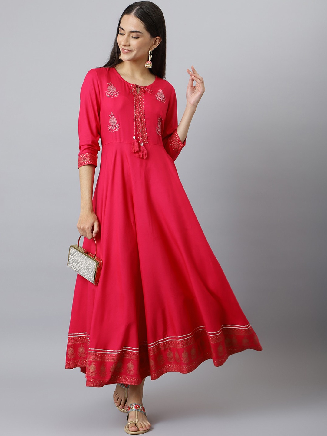 

KALINI Floral Embroidered Anarkali Kurta, Pink