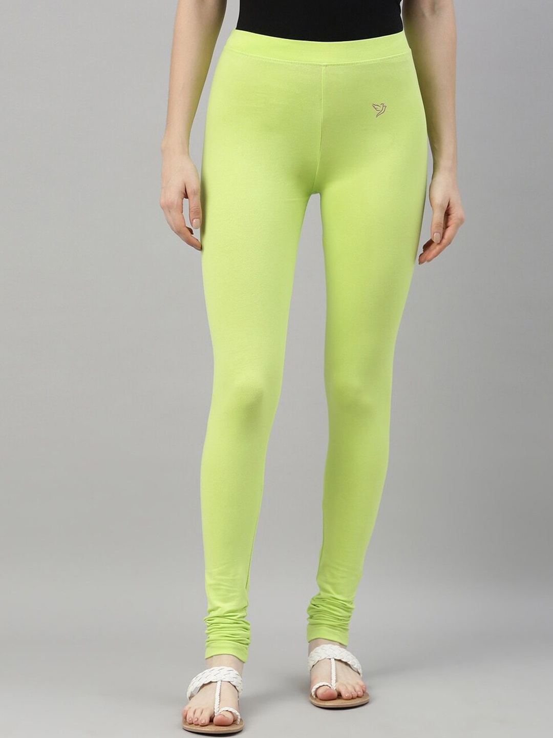 

TWIN BIRDS Women Churidar-Length Leggings, Lime green