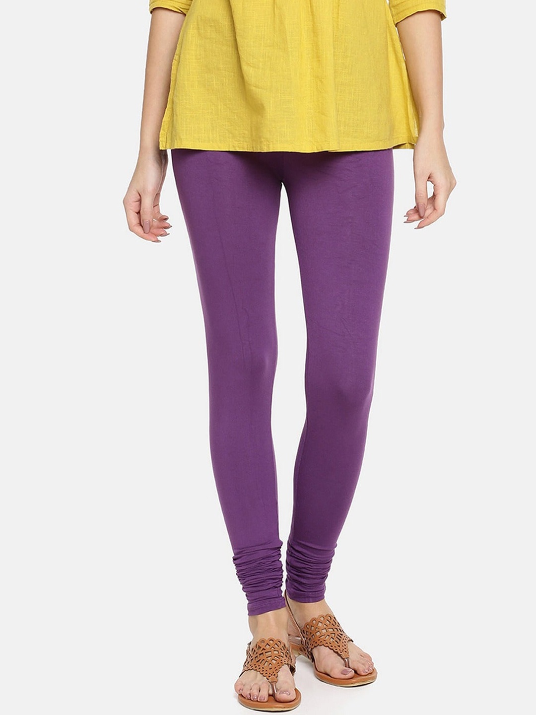 

TWIN BIRDS Chuidhar- Length Leggings, Purple