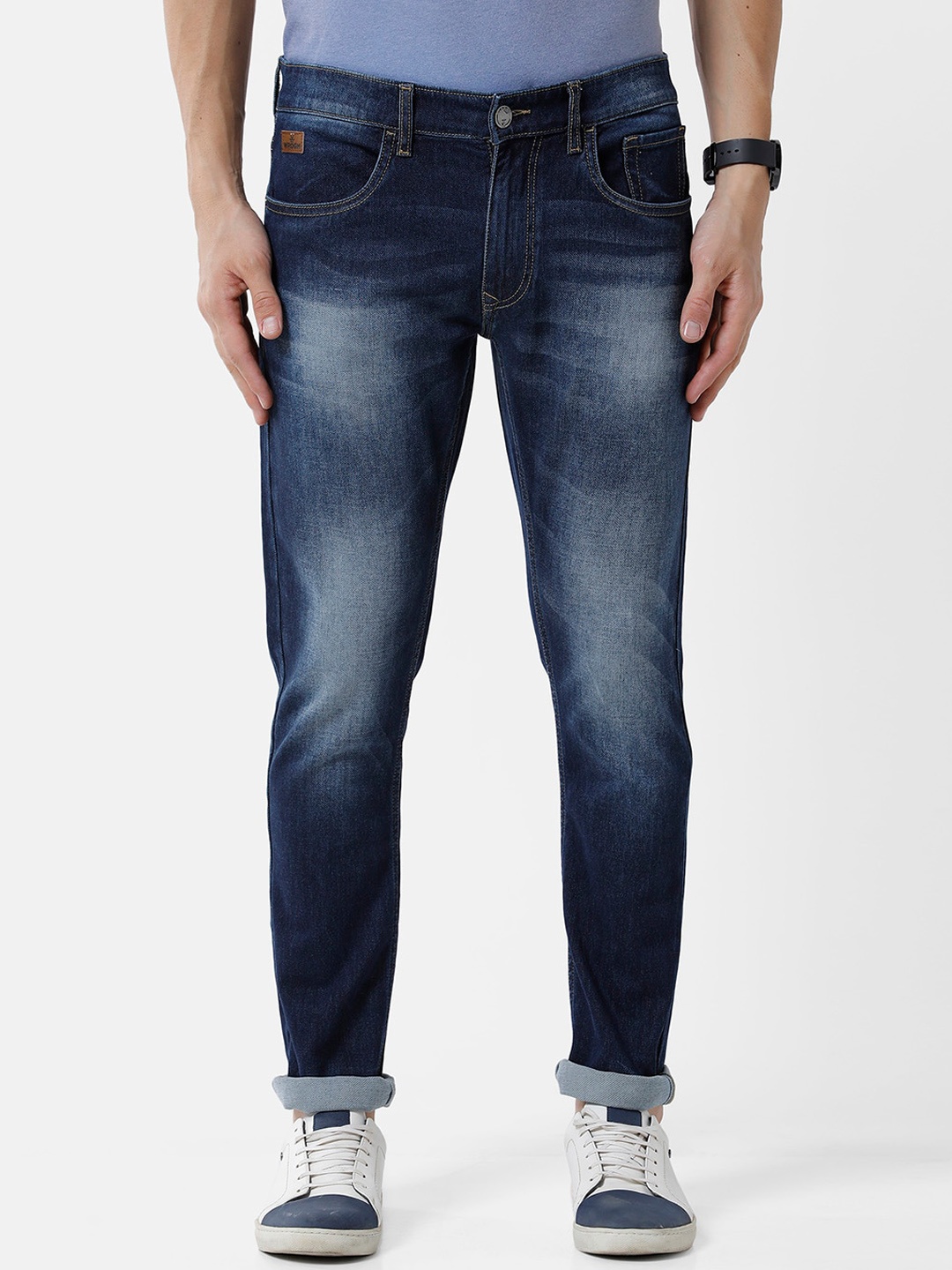 

WROGN Men Slim Fit Mid Rise Heavy Fade Jeans, Blue