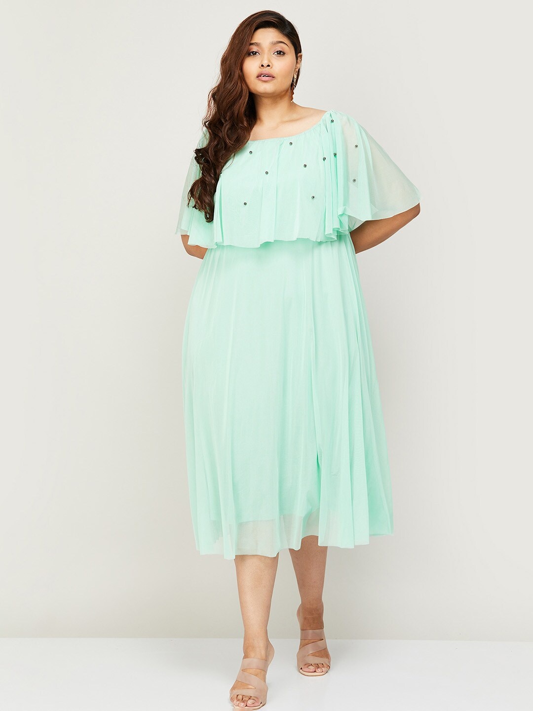 

Nexus by Lifestyle Off-Shoulder A-Line Plus Size Midi Dress, Green