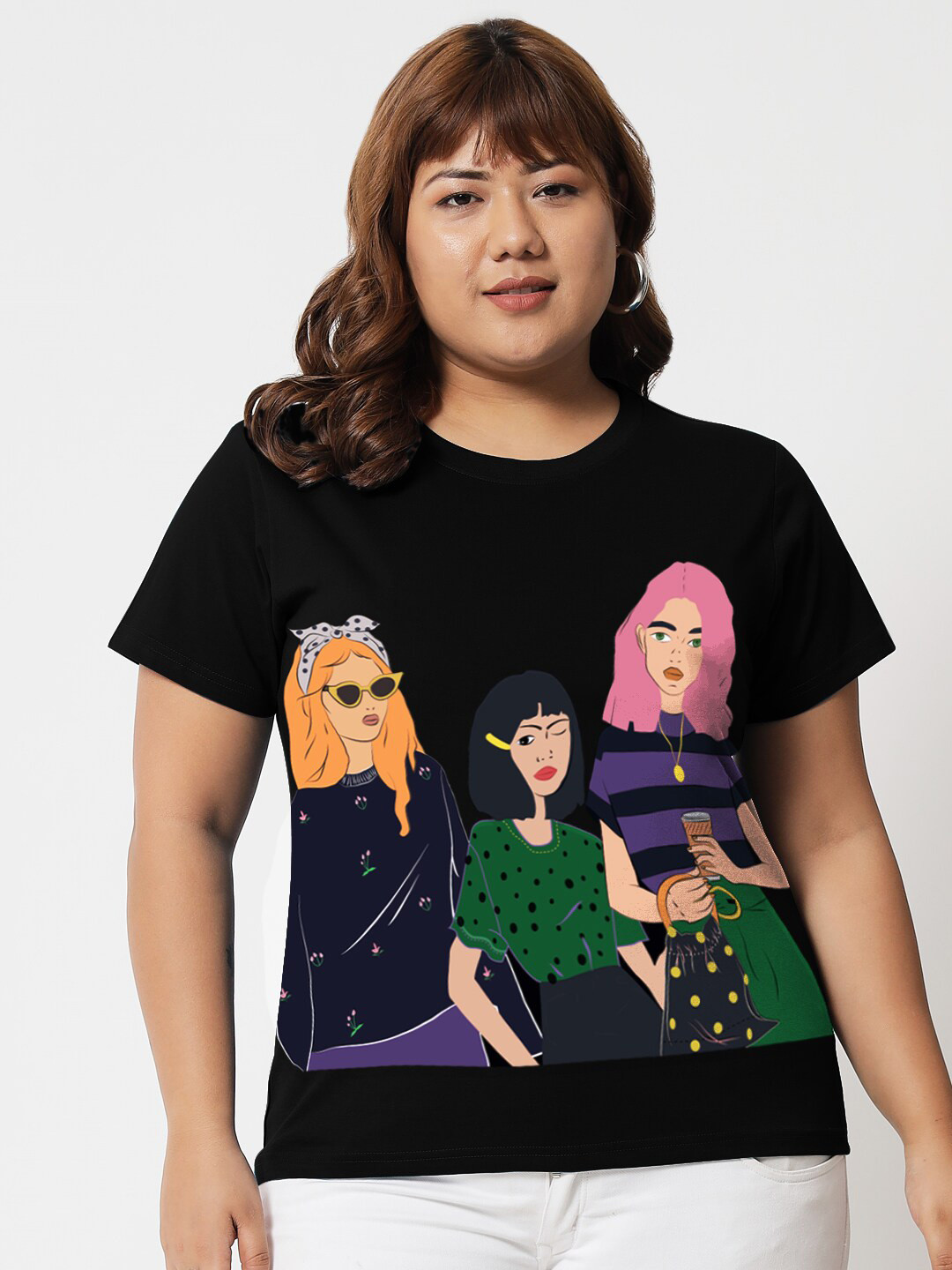 

BEYOUND SIZE - THE DRY STATE Women Plus Size Graphic Printed Cotton T-shirt, Black