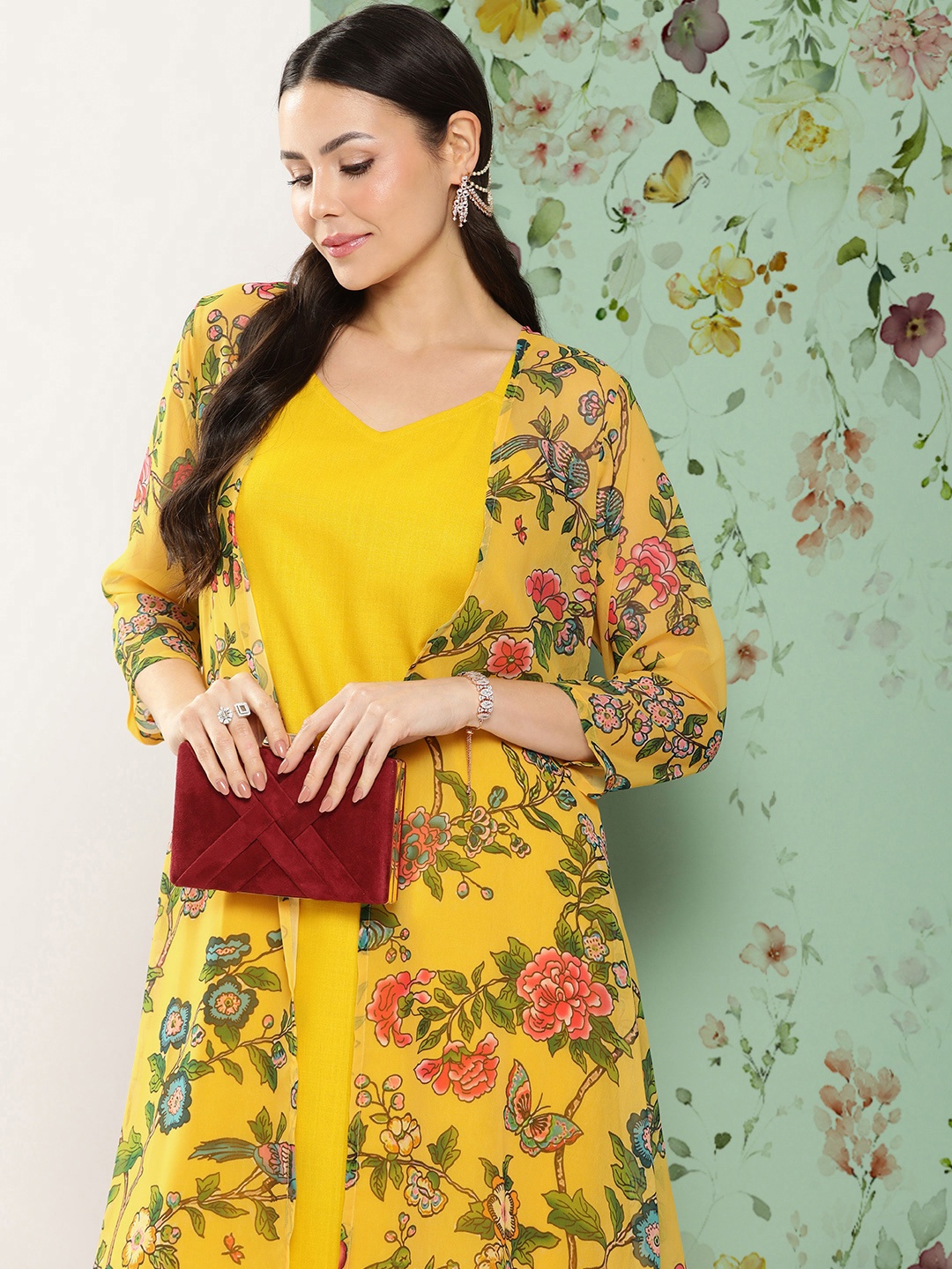 

Bhama Couture Women Mustard Yellow Kurta with Palazzos