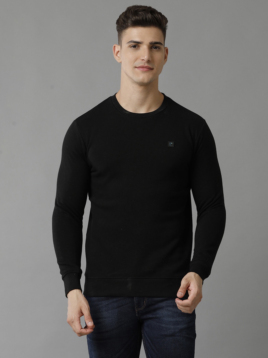 

CAVALLO by Linen Club Men Cotton Sweatshirt, Black
