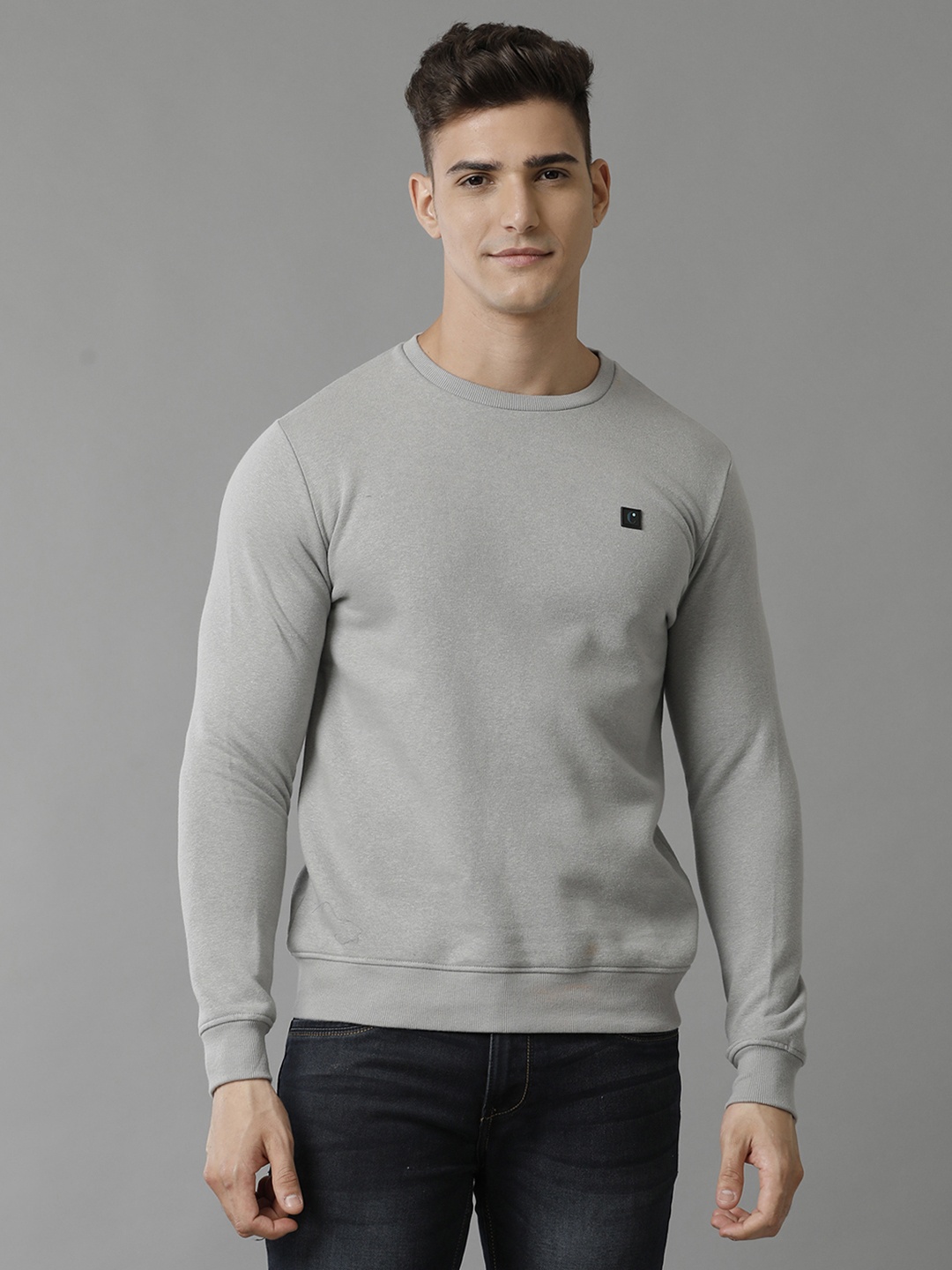 

CAVALLO by Linen Club Men Cotton Sweatshirt, Grey