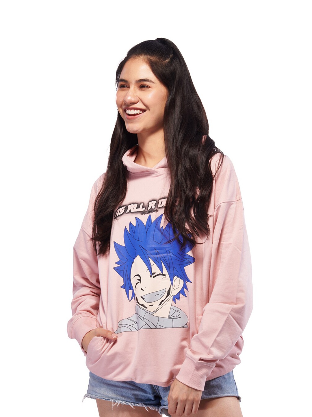 

ODETTE Women Printed Hooded Sweatshirt, Pink