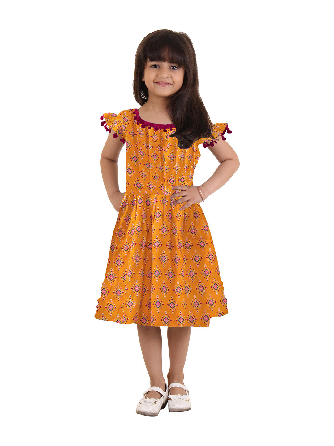 

Kids On Board Ethnic Motifs Dress, Yellow