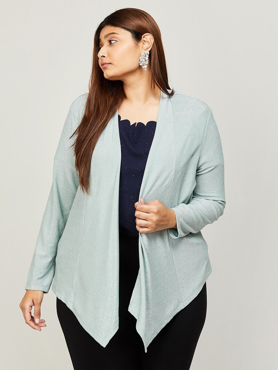 

Nexus by Lifestyle Women Plus Size Open Front Shrug, Sea green