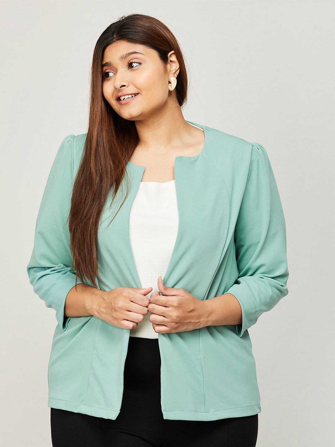 

Nexus by Lifestyle Plus Size Open Front Shrug, Sea green