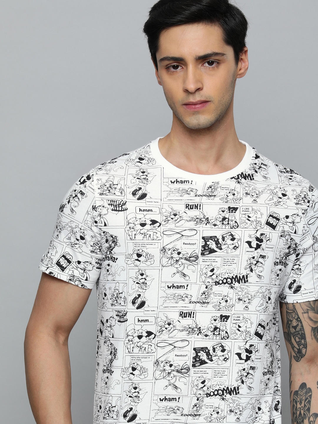 

Puma Super AOP Graphic Printed Pure Cotton Slim Fit Outdoor T-shirt, White