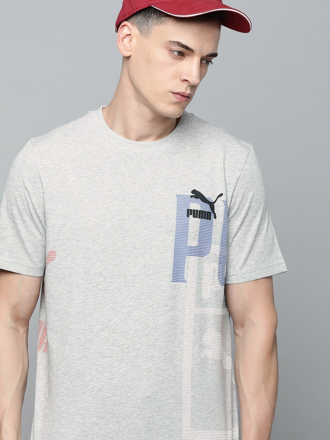 

Puma Brand Logo Printed Regular Fit T-shirt, Grey