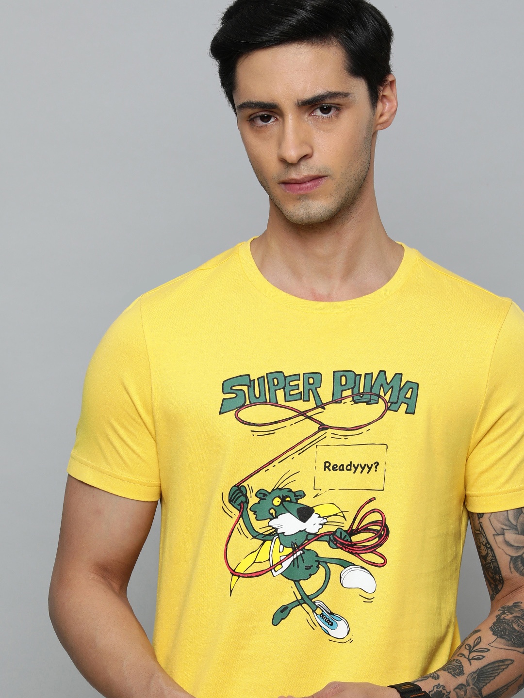 

Puma Super Graphic Printed Pure Cotton Slim Fit Outdoor T-shirt, Yellow