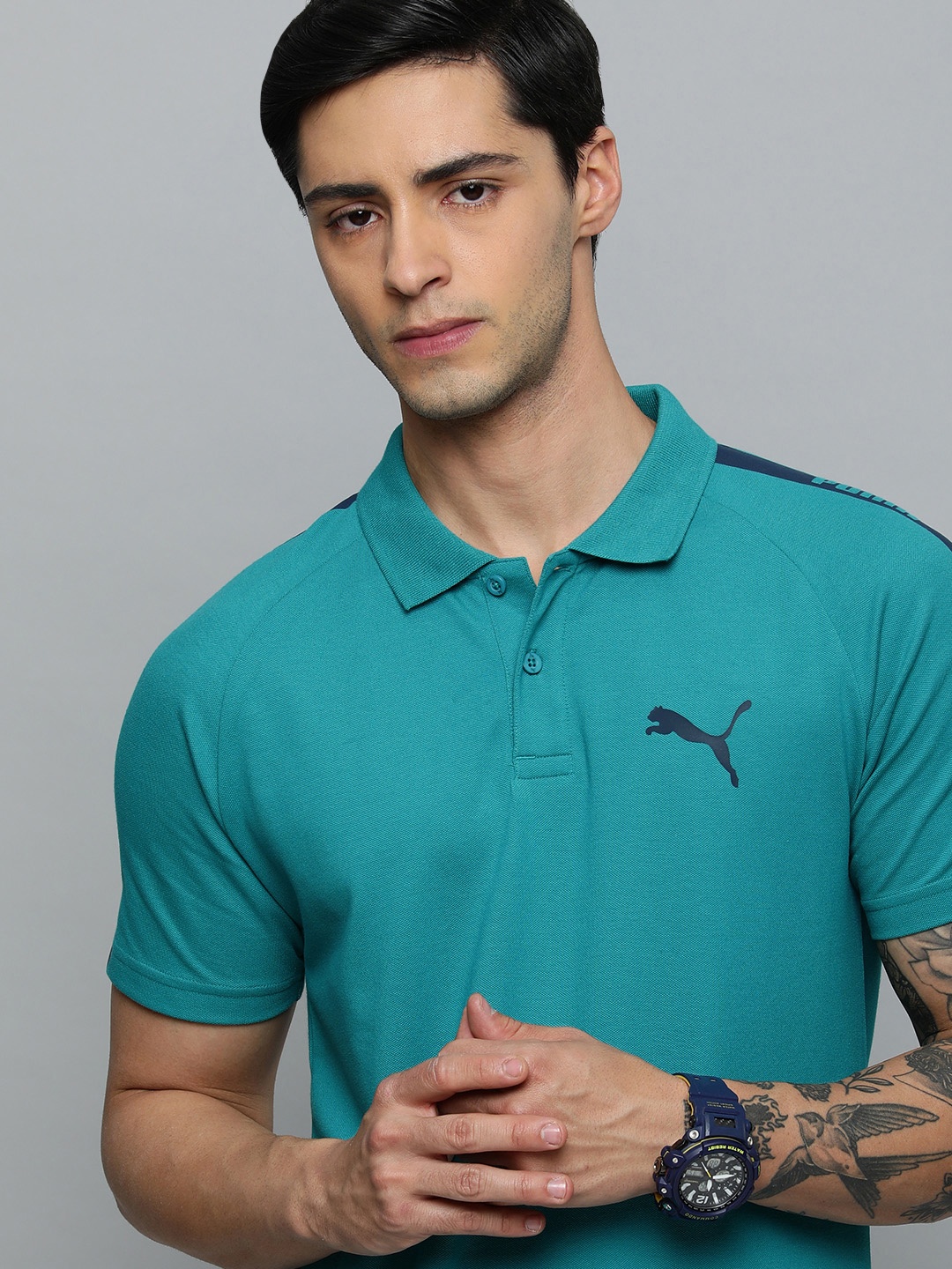 

Puma Brand Logo Polo Collar Slim Fit Outdoor T-shirt, Teal