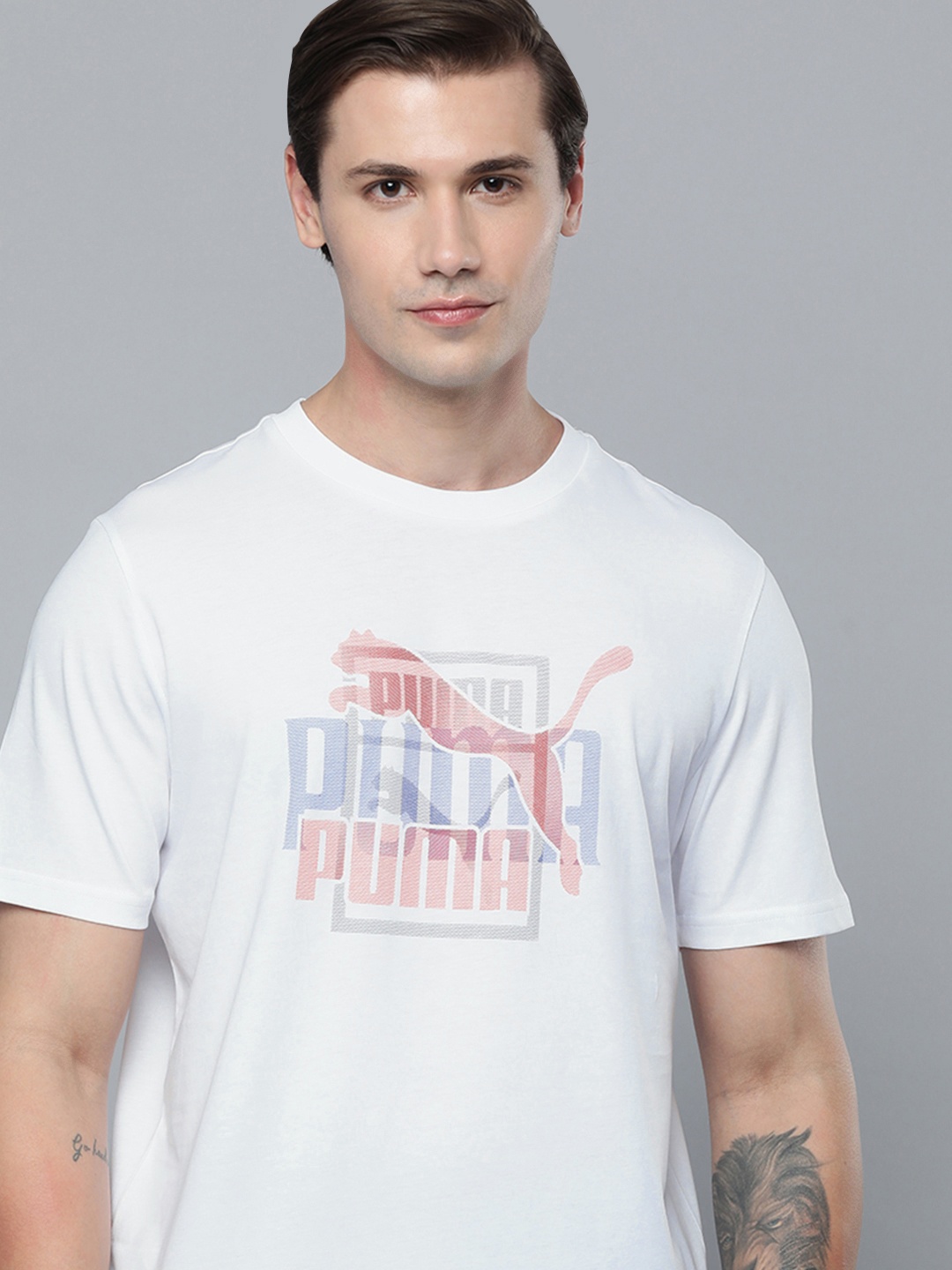 

Puma Brand Logo Printed Regular Fit Pure Cotton T-shirt, White