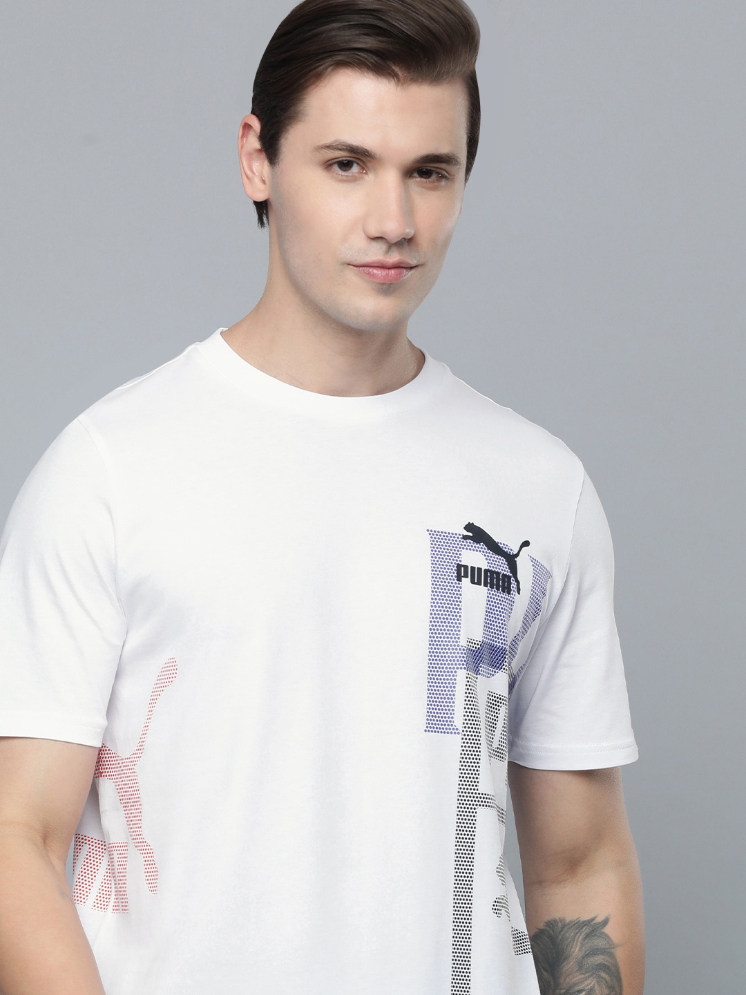 

Puma Men Brand Logo Regular Fit Pure Cotton T-shirt, White
