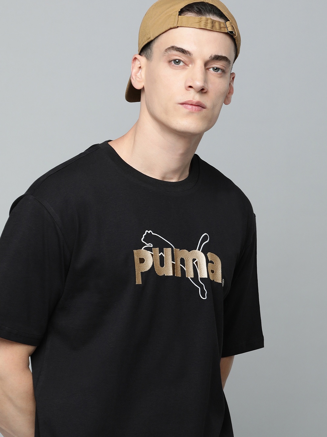 

Puma Brand Logo Printed Relaxed Fit T-shirt, Black