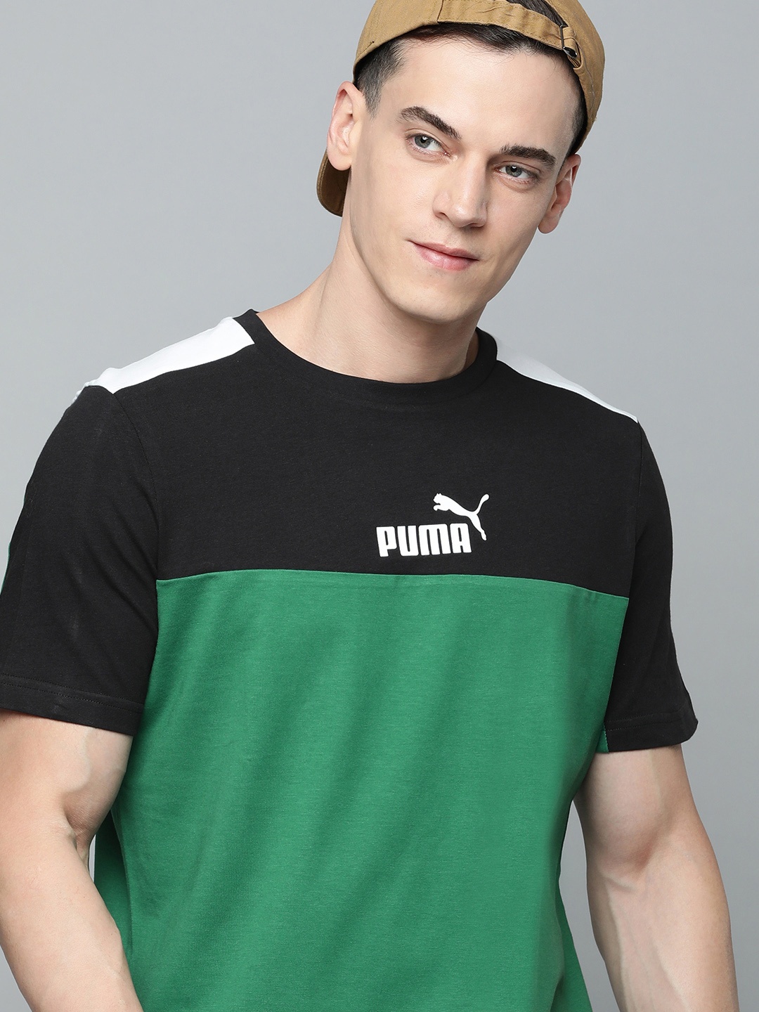 

Puma Colourblocked Pure Cotton T-shirt, Green