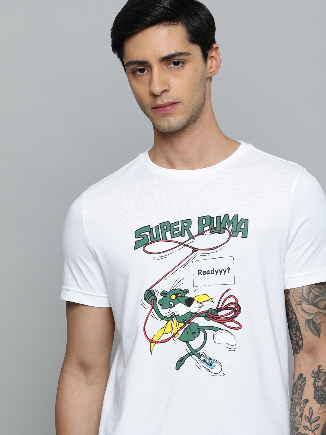 

Puma Men Printed Pure Cotton Slim Fit Outdoor T-shirt, White