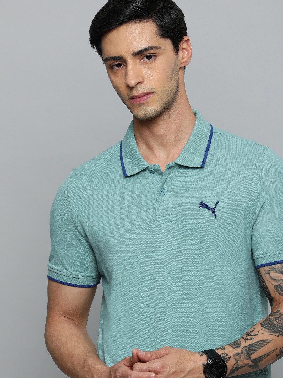 

Puma Brand Logo Polo Collar Slim Fit Outdoor T-shirt, Green