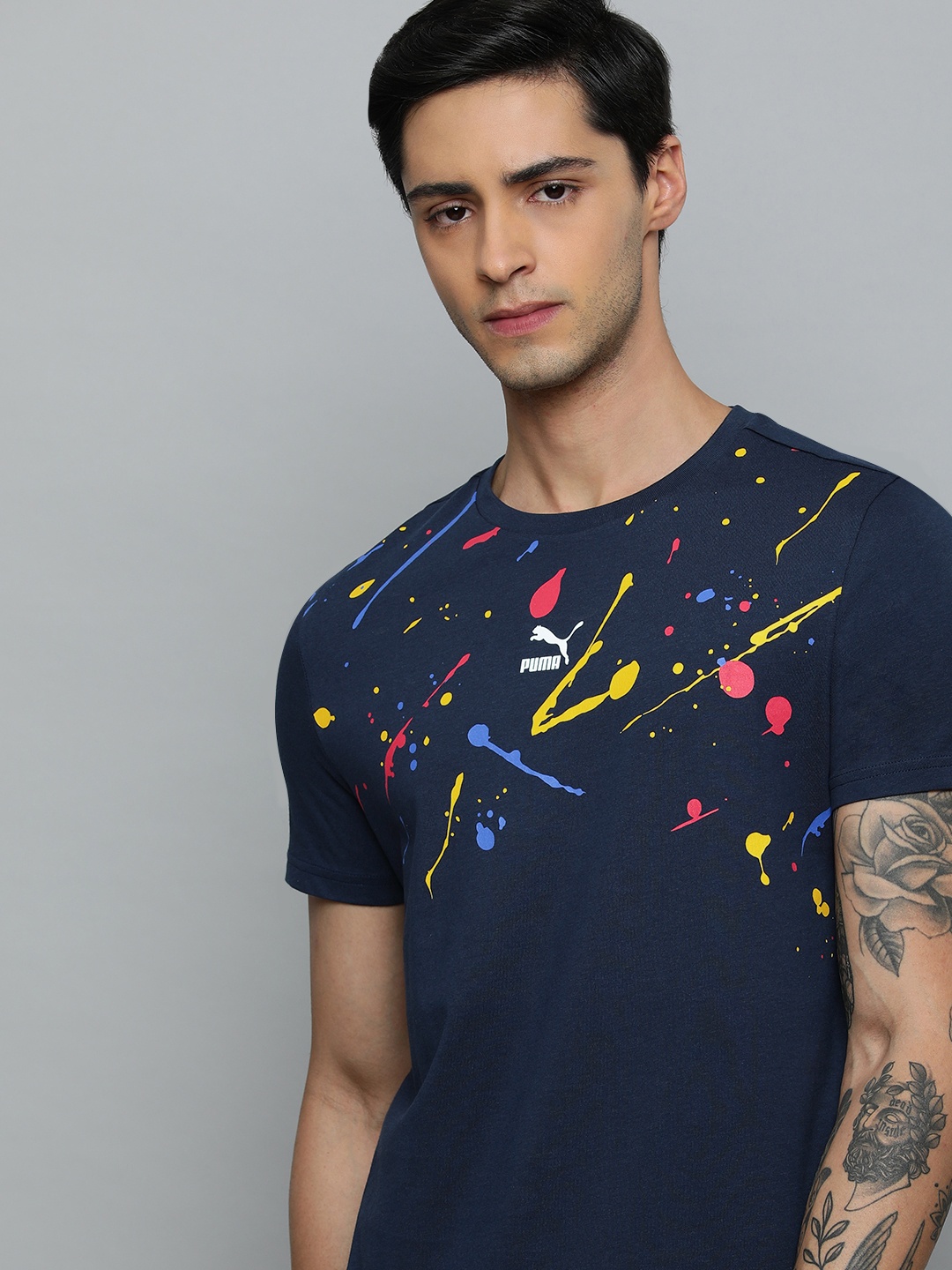 

Puma Printed Pure Cotton Slim Fit Outdoor T-shirt, Navy blue