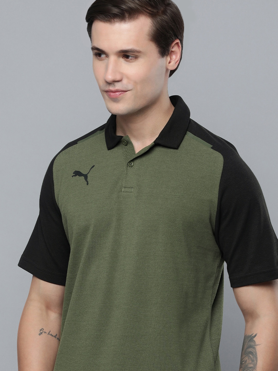 

Puma Men Regular Fit Polo Collar Short Sleeves T-shirt, Green