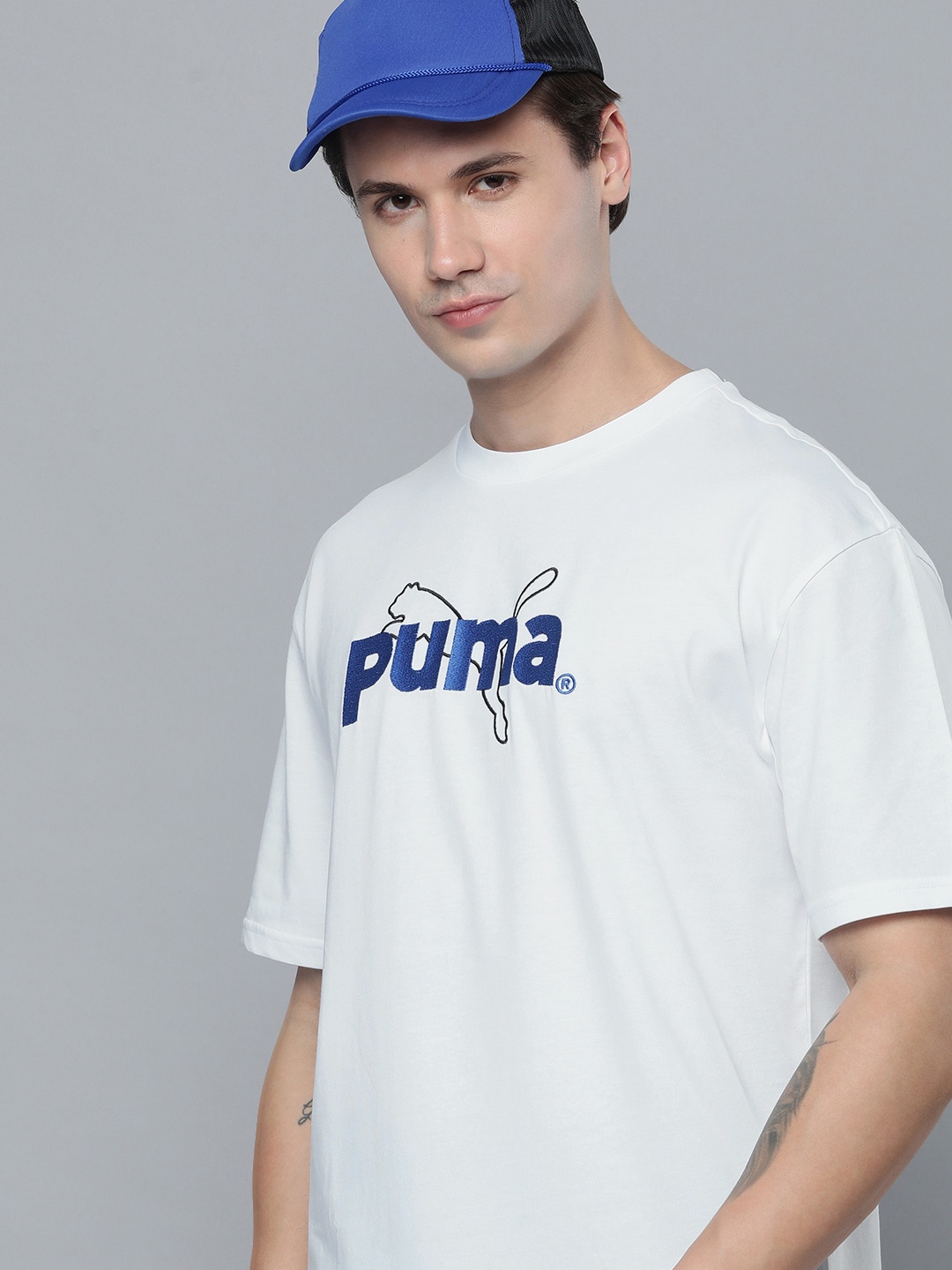 

Puma Brand Logo Printed Pure Cotton Relaxed Fit T-shirt, White