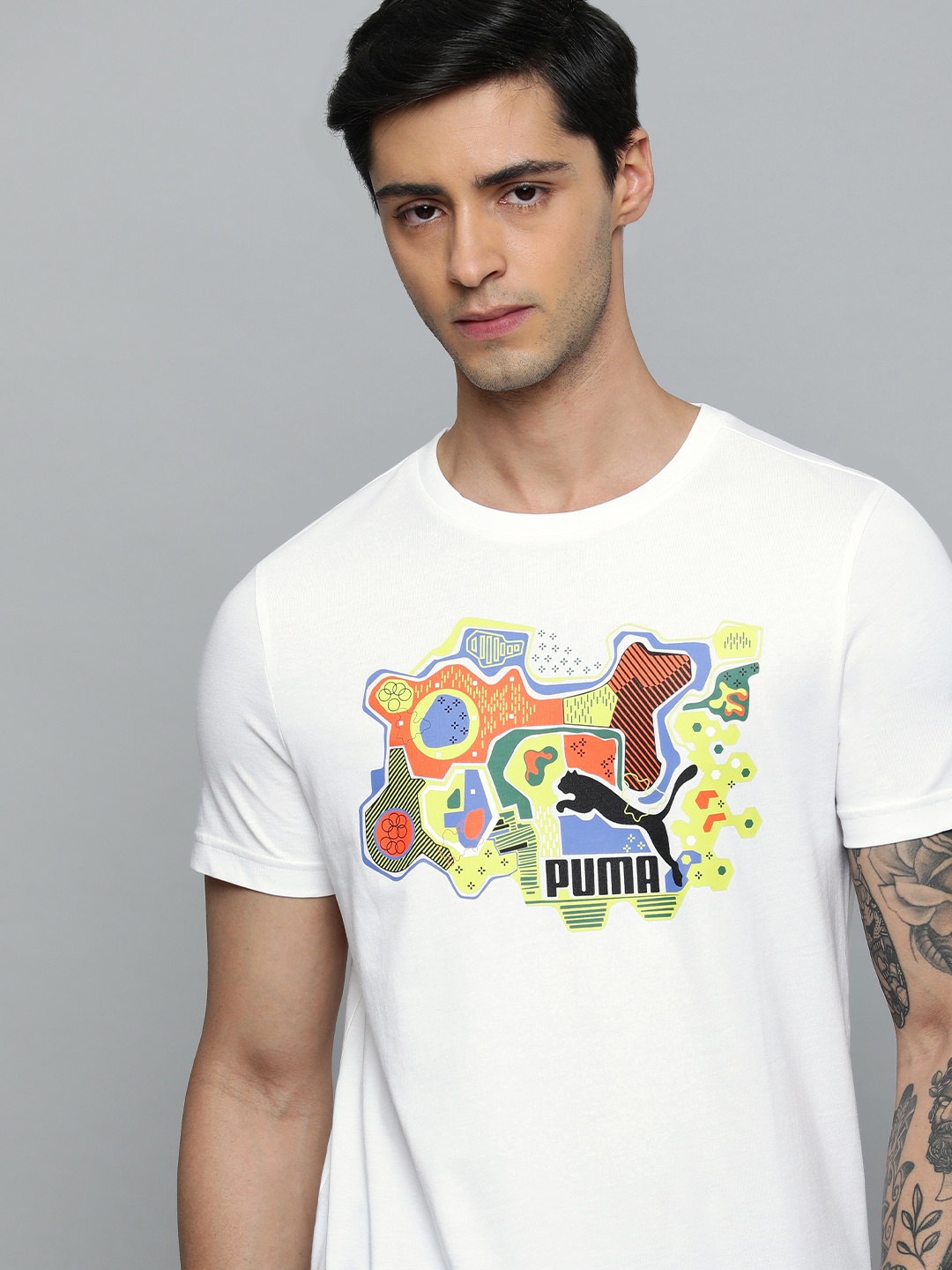 

Puma Printed Pure Cotton Slim Fit Outdoor T-shirt, White