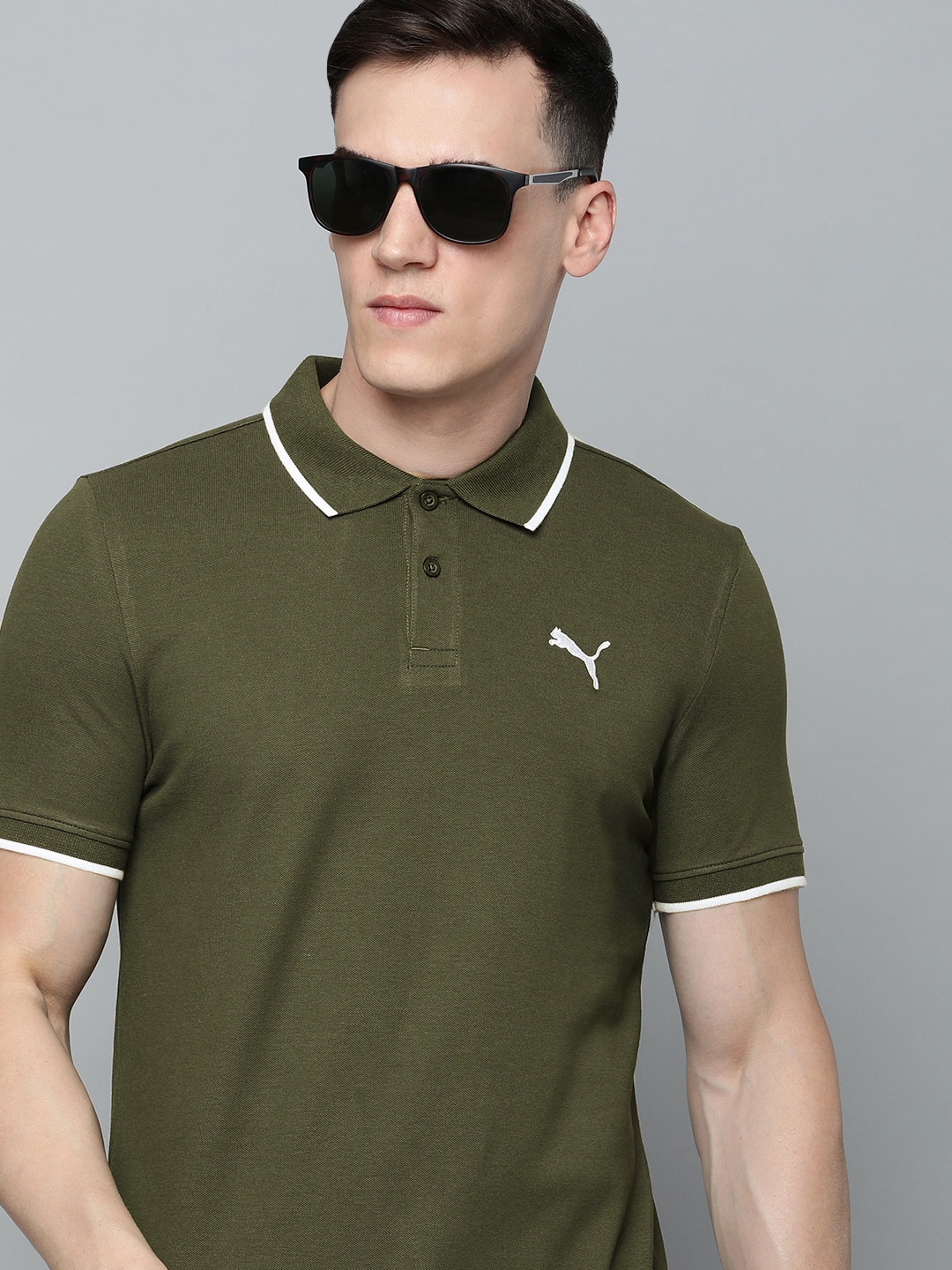

Puma Slim Fit Polo Collar T-shirt, Olive
