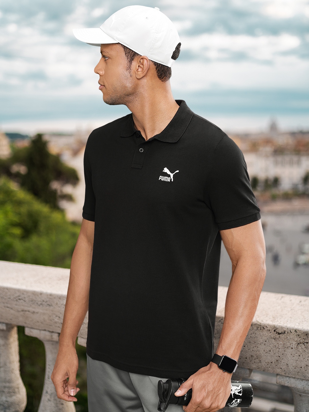

Puma Polo Collar Regular Fit Pure Cotton T-shirt, Black