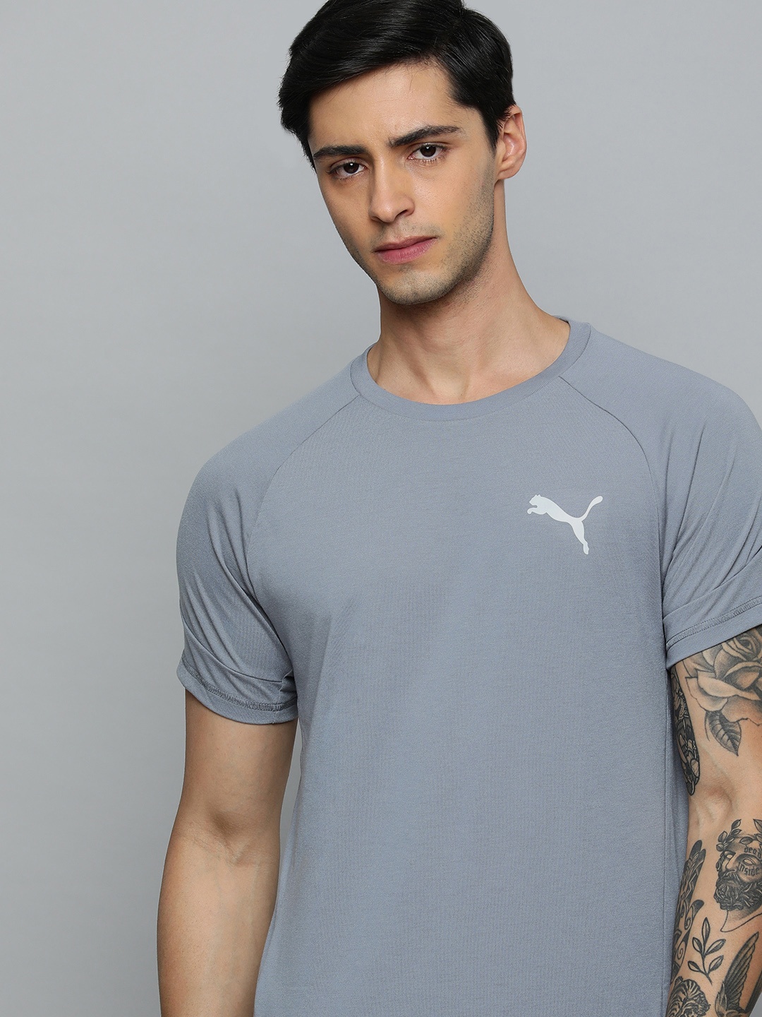 Puma Brand Logo Slim Fit Outdoor T-shirt With dryCELL Technology, Grey