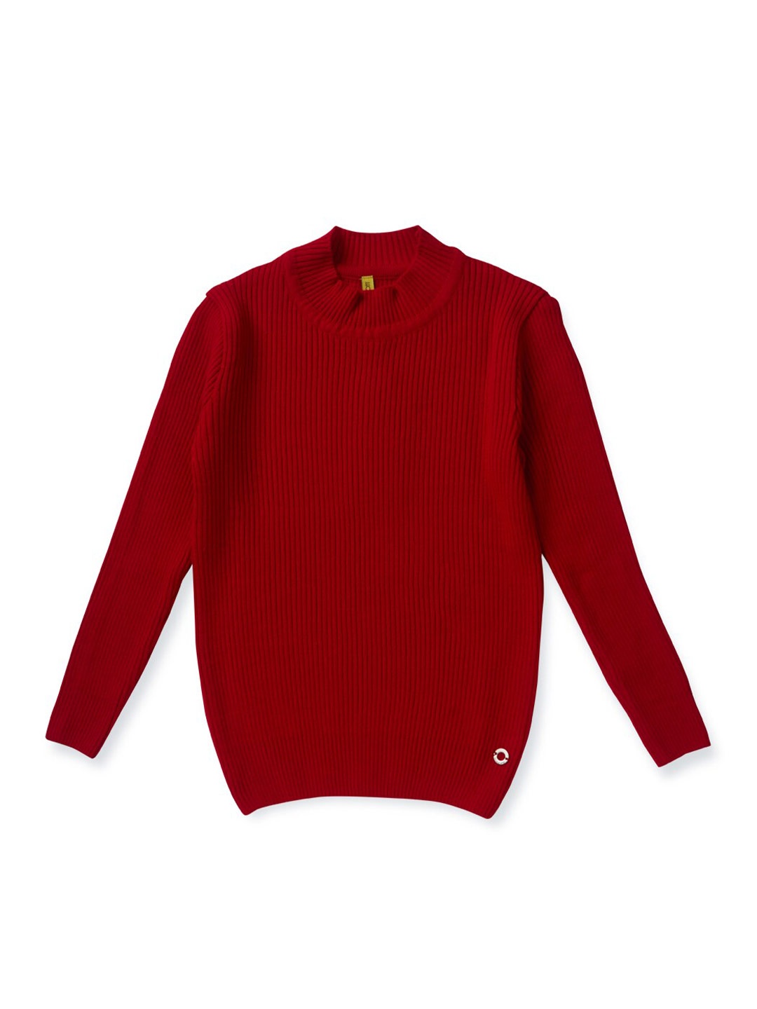 

Gini and Jony Girls Ribbed High Neck Cotton T-Shirt, Red