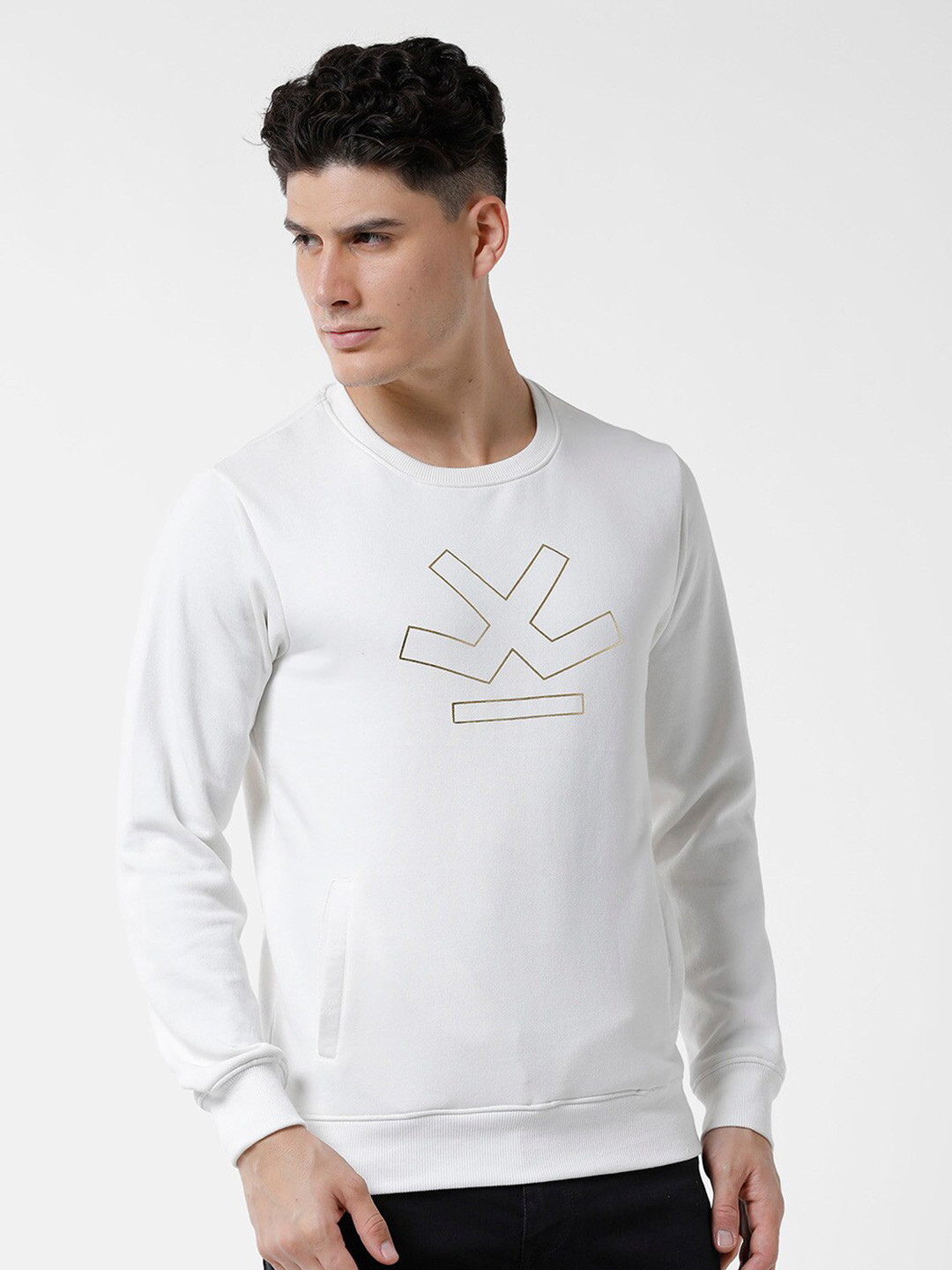 

WROGN Men Printed Sweatshirt, Off white