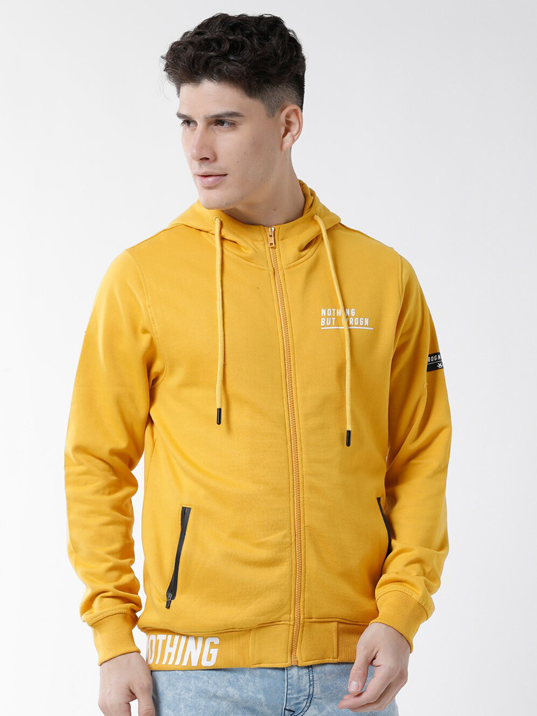 

WROGN Men Hooded Sweatshirt, Mustard