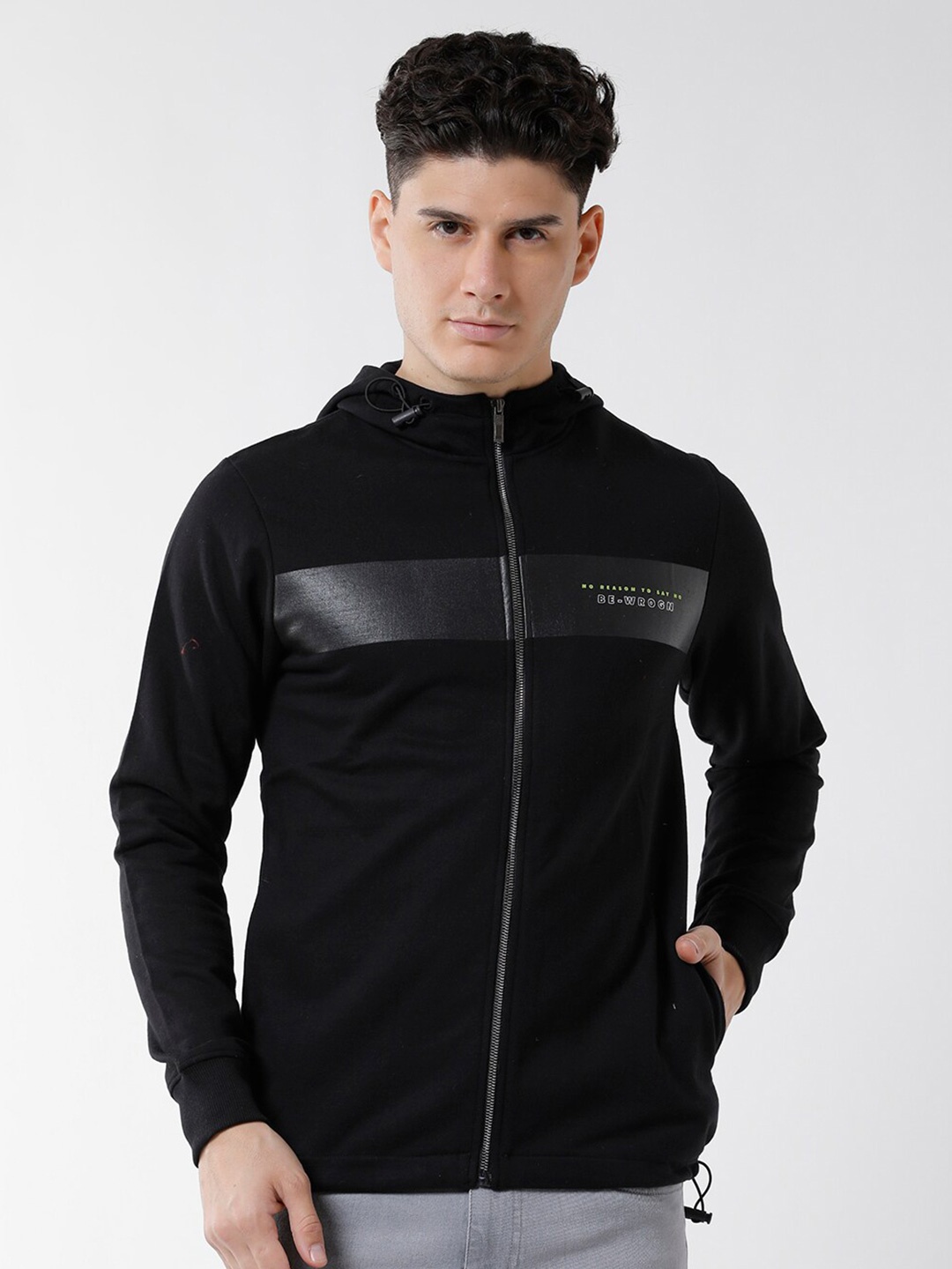

WROGN Men Hooded Sweatshirt, Black