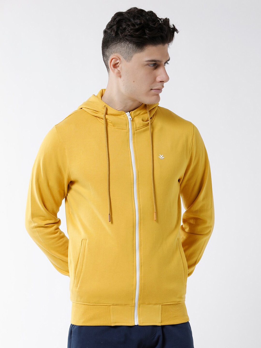 

WROGN Men Hooded Sweatshirt, Mustard