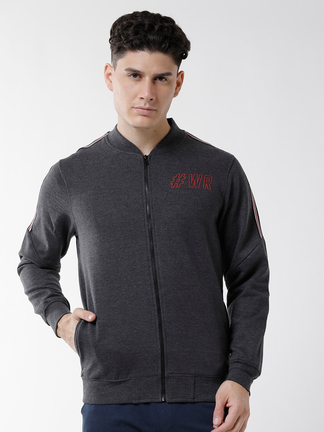 

WROGN Men Mock Neck Sweatshirt, Grey